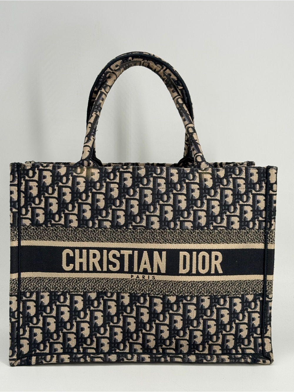 Dior Large Book Tote Navy Oblique Jacquard Canvas Shopping Tote Bag